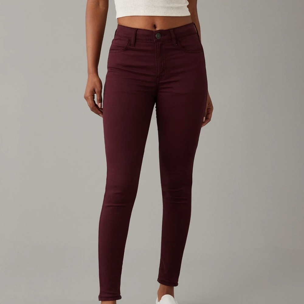 American Eagle Maroon High-Rise Jegging